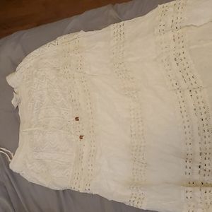 Chic Boho White Skirt Ankle Length (XL)
